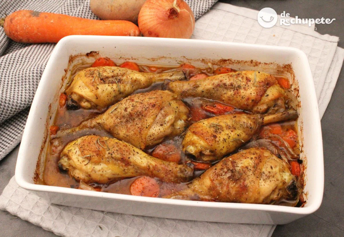 Pollo marinado con mostaza y hierbas al horno